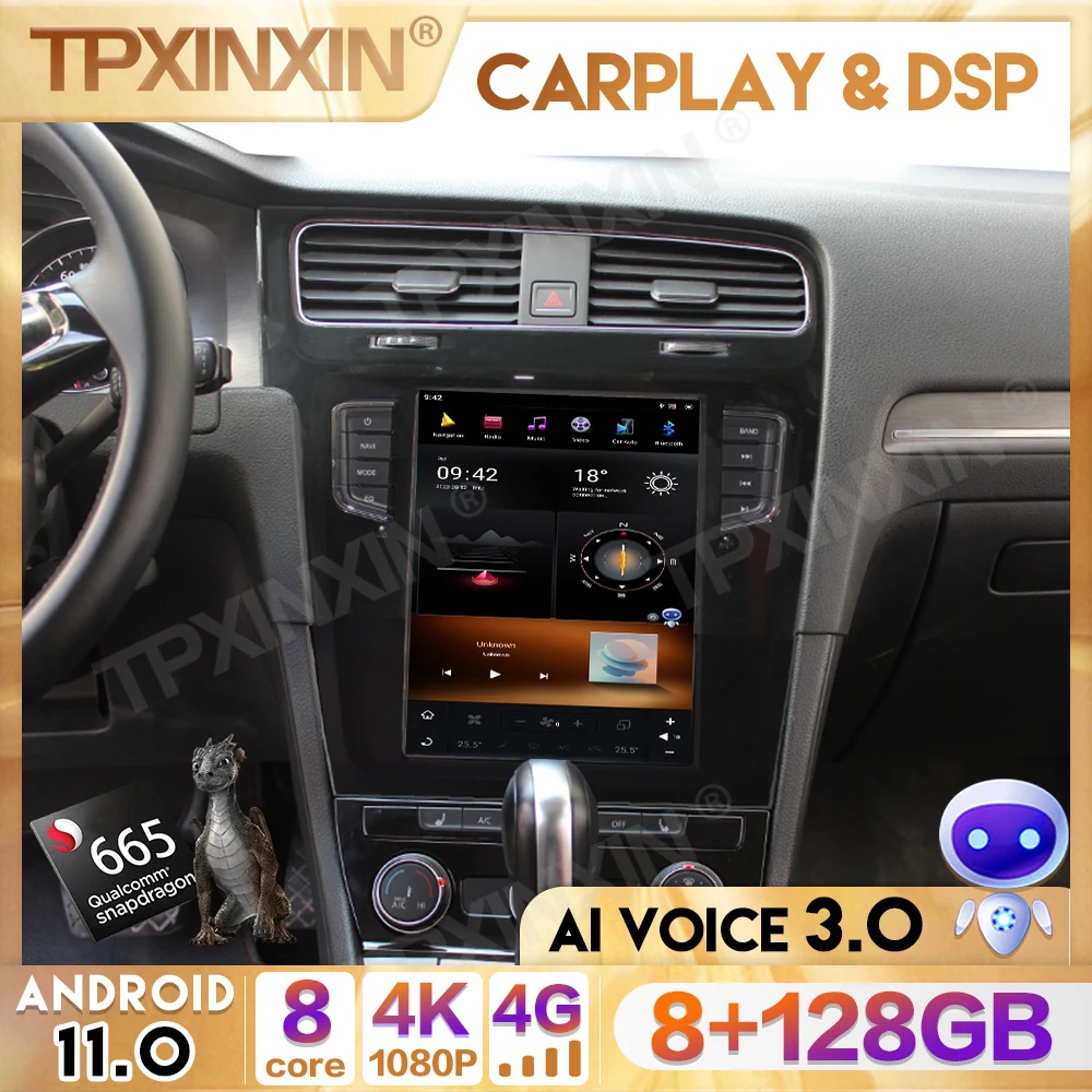 

AI Voice Android 11 Tesla Style Auto Car Radio For VW Volkswagen Golf 7 2012 2013-2019 Carplay 4G GPS Multimedia 2din autoradio