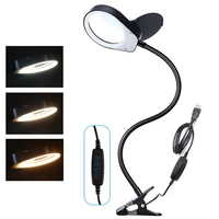 flexible 3x10x illuminated magnifier usb 3 colors led magnifying glass for soldering iron repairtable lampskincare beauty tool