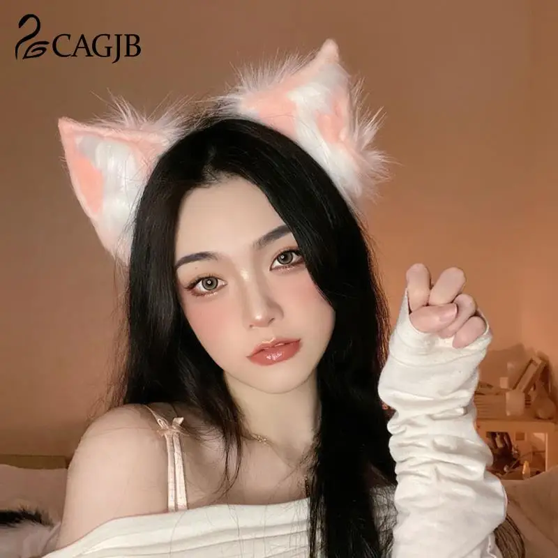 

Kawaii Women Girls Simulation Bunny Ears Headband Cosplay Anime Plush Fox Animal Ear Lolita Hair Accessories