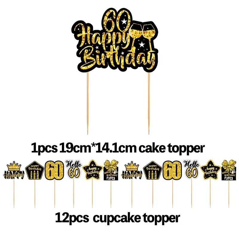 

40 50 60 Years Old Cake Topper Happy Birthday Party Decoration Adult Anniversary 30th 40th 50th 60th Birthday Cake Decoration