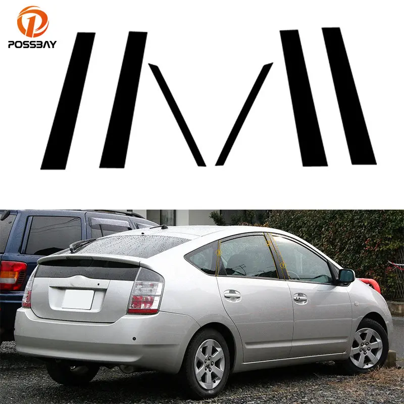 

6Pcs Car Pillar Posts Window Door Moulding Trims Sticker Cover for Toyota Prius 2004 2005 2006 -2009 Accessories Auto Exterior