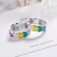 cute rainbow enamel heart hoop earrings 2022 multicolor huggies romantic trendy earring piercing jewelry best gifts for women