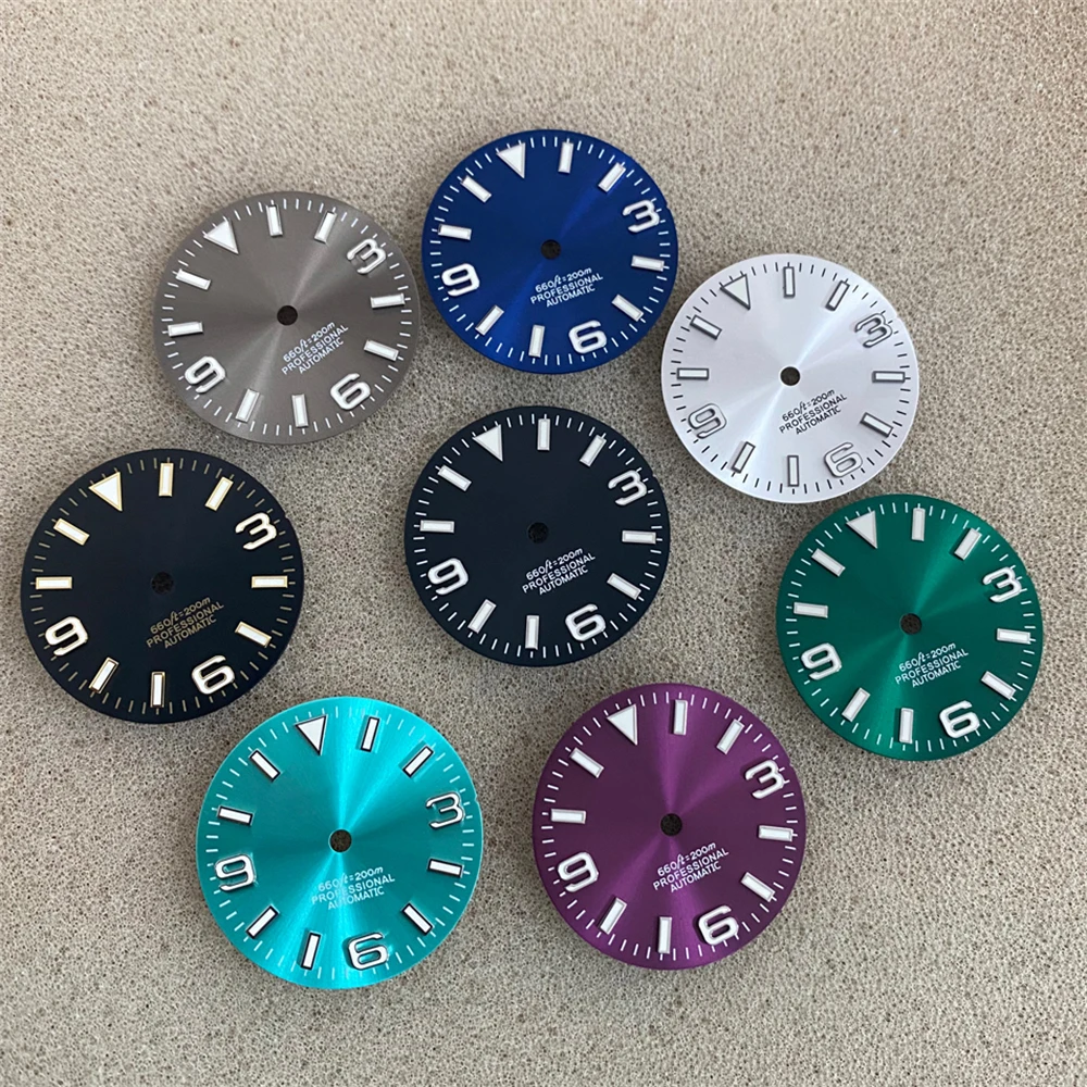 

2023 NEW 28.5mm NH35 Dial Green Luminous 369 Numerals Watch Dial for NH35 NH36 4R 7S Movement Mechanical Watch Accessories