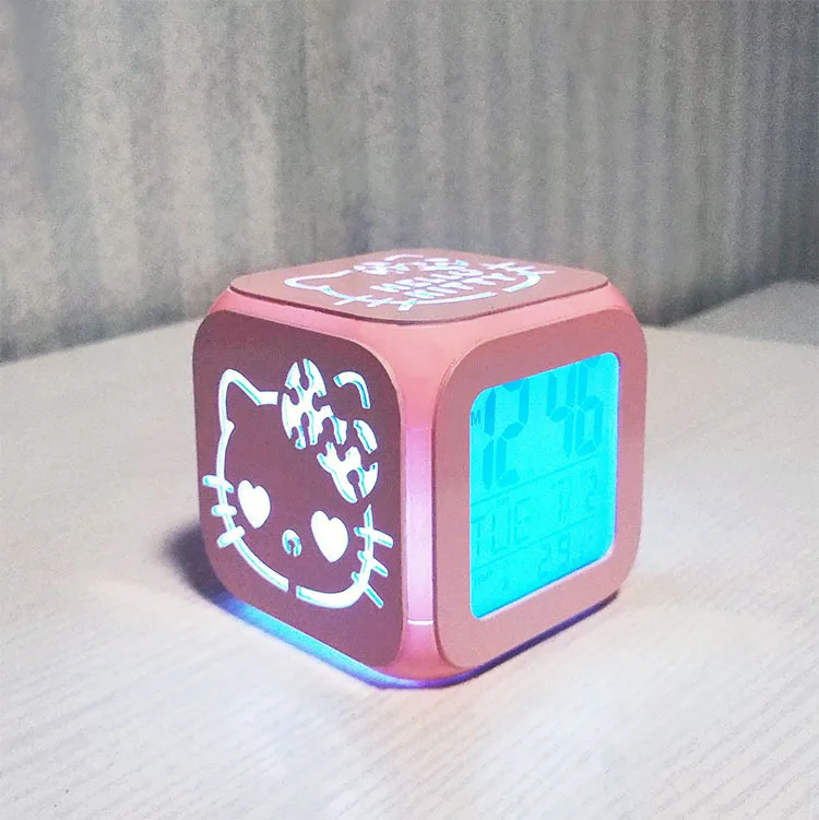 Sanrio HelloKitty будильники аниме 3D ночник изменение цвета 7 светодиодный настольный