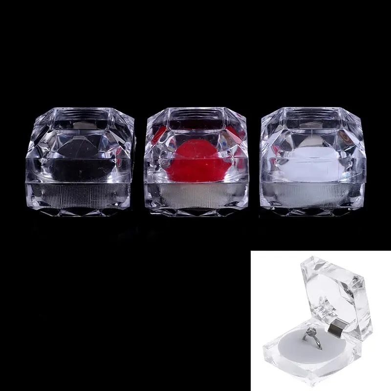 

1PC Velvet Ring Box Square Plastic Jewelry Earring Box Valentine's Day Ring Box With Detachable Lid