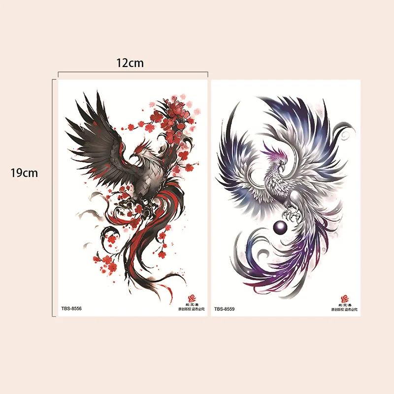 Водостойкие Временные Татуировки Наклейки 2 Шт. Дизайн Феникса Подходят Для Рук