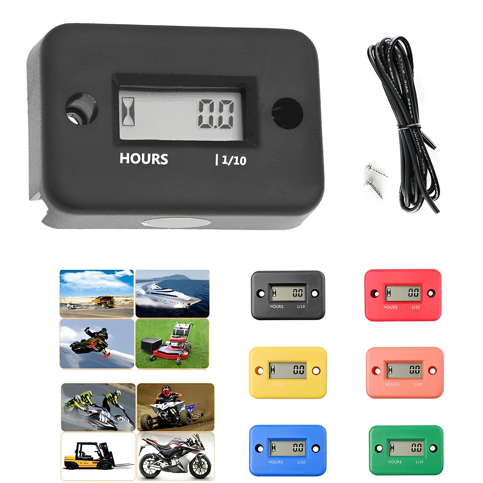 

LCD Digital Display Tach Hour Meter Waterproof Engine Time Gauge Hour Counter For Bike Motorcycle ATV Boat Snowmobile Timer VL03