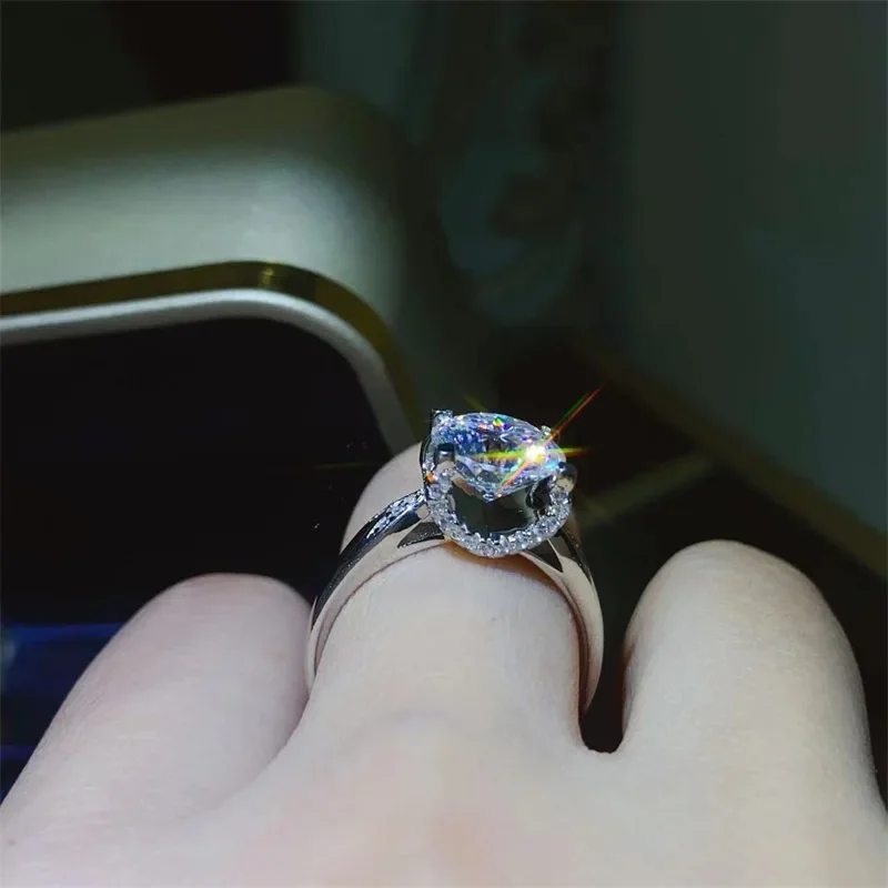 Кольца с муассанитом и бриллиантами 1-3 карата 100 граненая огранка для женщин