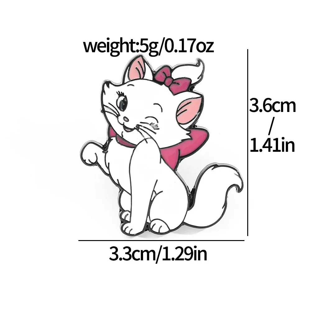 Металлическая эмалированная брошь в виде кота