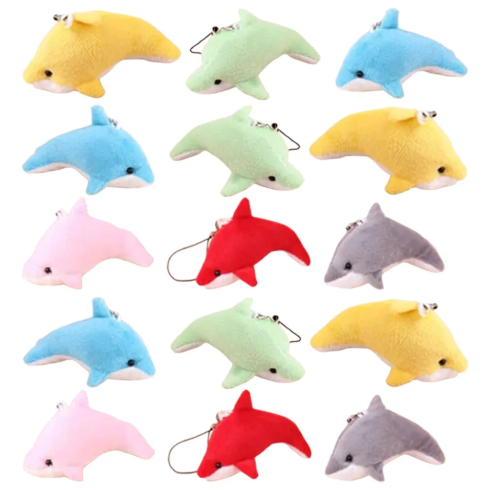 

25 Pcs Mini Wallet Keychain Toy Stuffed Keychains Plush Dolphin Pendants Backpack 8cm Dolls Schoolbag