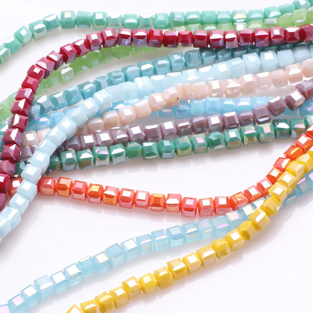 95 шт./лот 4 мм AB чешское стекло квадратный граненый кристалл куб свободные бусины