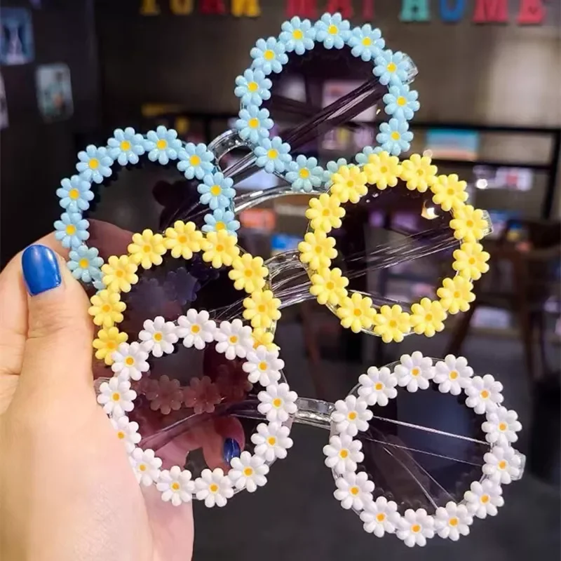 

Детские солнцезащитные очки с цветами, круглые милые Солнцезащитные очки для девочек, детские очки с защитой UV400, солнцезащитные очки для ул...