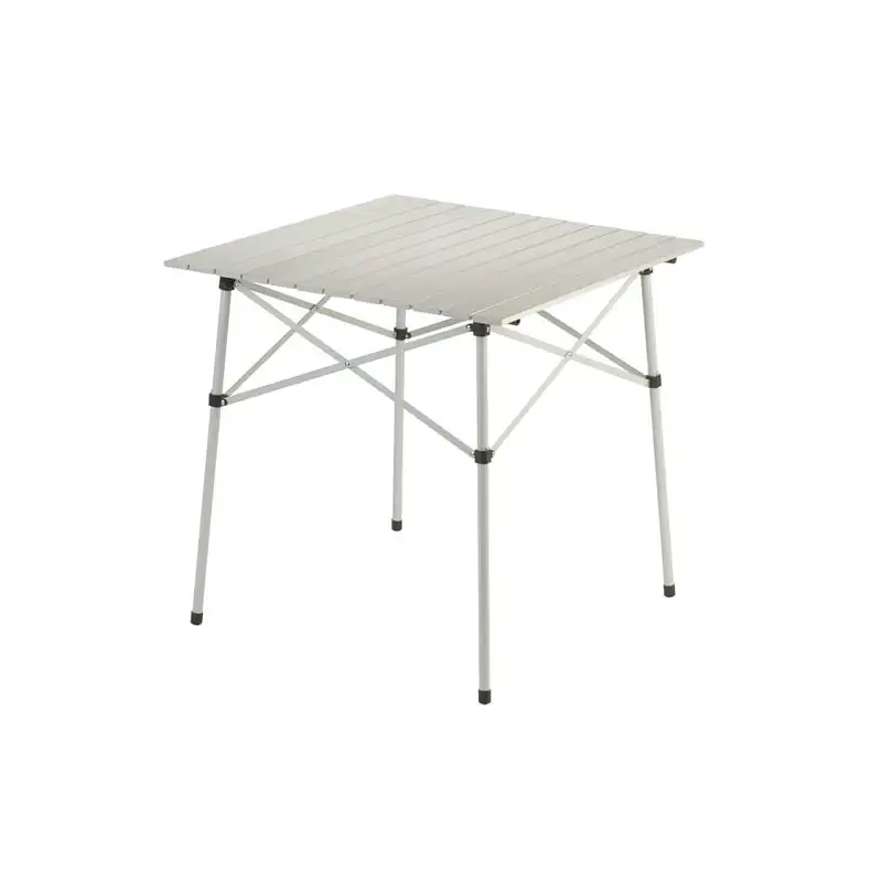 

27.6" x 27.6" x 27.6" Roll-Top Aluminum Adult Camping Table, Silver