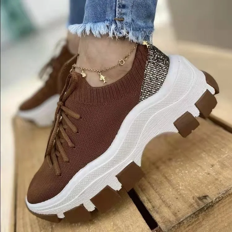 

New Sock Sneakers Plaform Slip on Breathable Kniting Casual Women Shoes Good Quality Light Mesh Walking Shoes Vulcanize Shoes