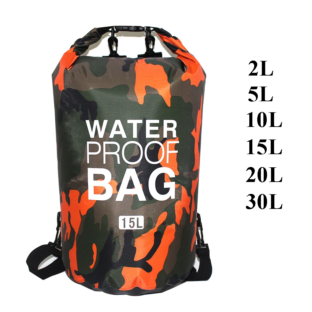 

30L Waterproof Swimming Bag Dry Sack Camouflage Colors Fishing Boating Kayaking Storage Drifting Rafting Bag 2L 5L 10L 15L 20L