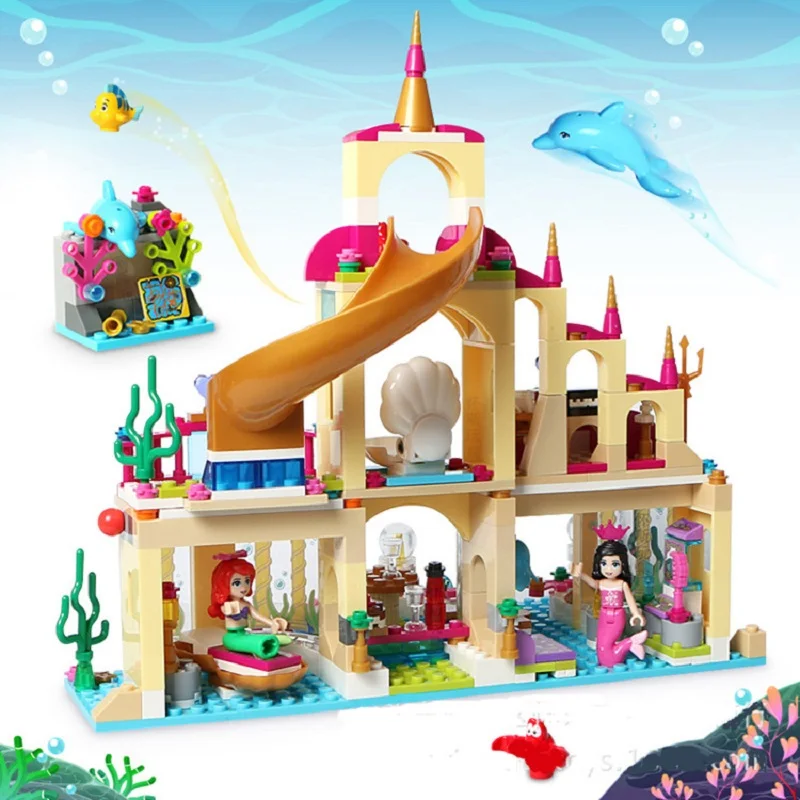 

FIT 41063 Disney Princess Ariel's Undersea Palace Castle Mermaid Undersea Palace Elsa Building Blocks Friends Bricks Toys Girl