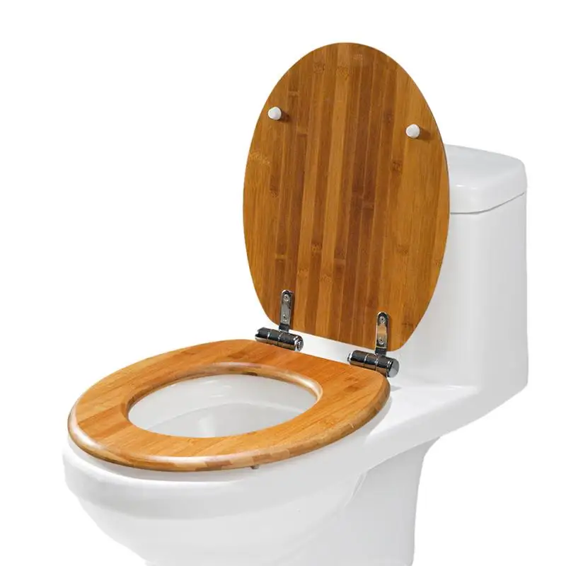 

Toilet Seat Natural Bamboo Toilet Lid With Slow Down Solid Wood Ultra Resistant Top Fixed Compatible Toilet Seat Cover Solid