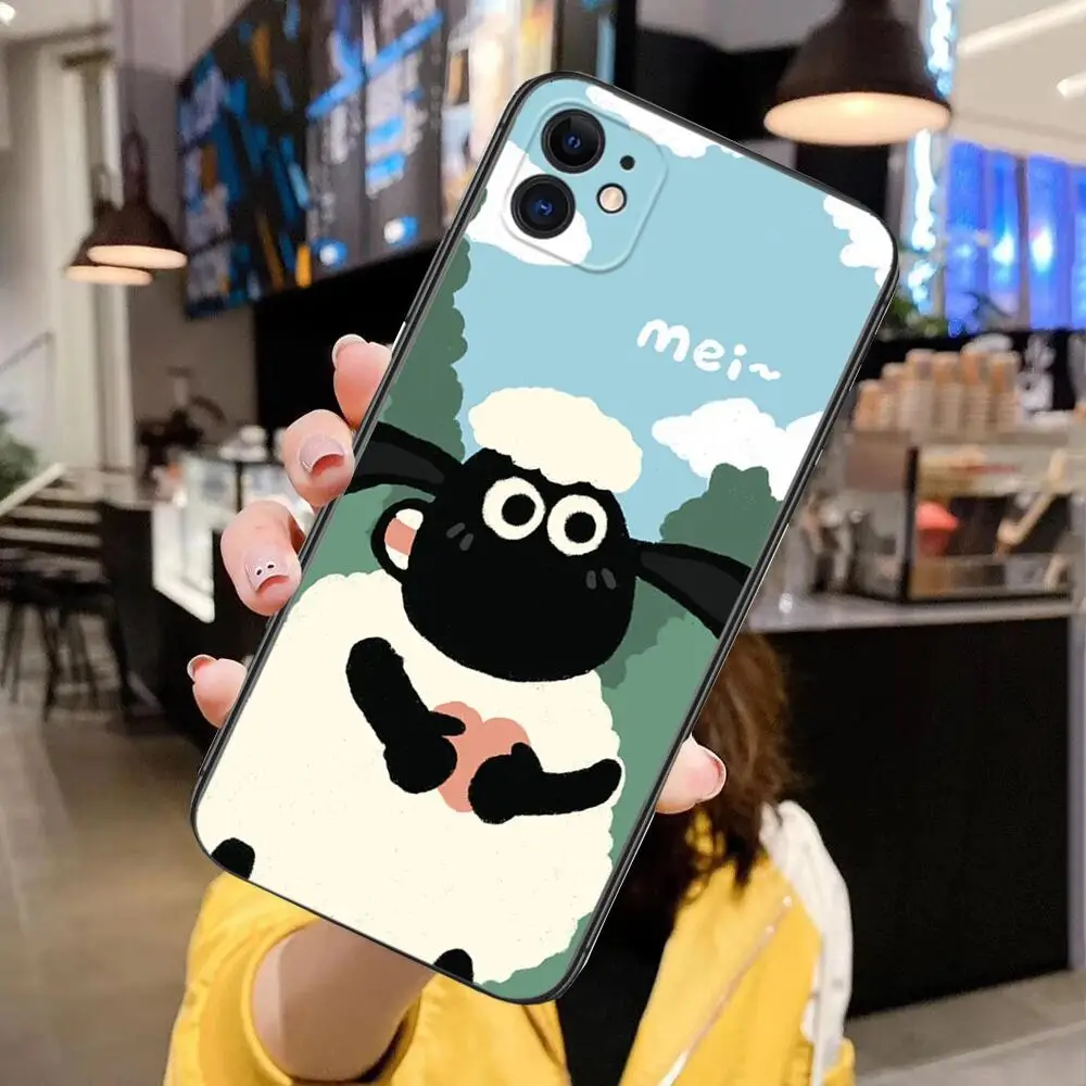 Funny Sheep Cartoon Luxury TPU Phone Case for IPhone 14 13 12 11 Pro Max Mini SE XR X XS  Max 8Plus 7plus 6 6S Black Phone Cover