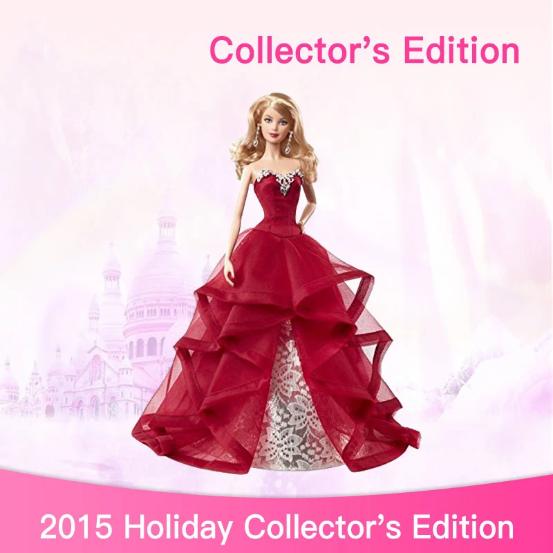 100% Оригинальные праздничные куклы Mattel Barbie 2015 для девочек оригинальный бренд