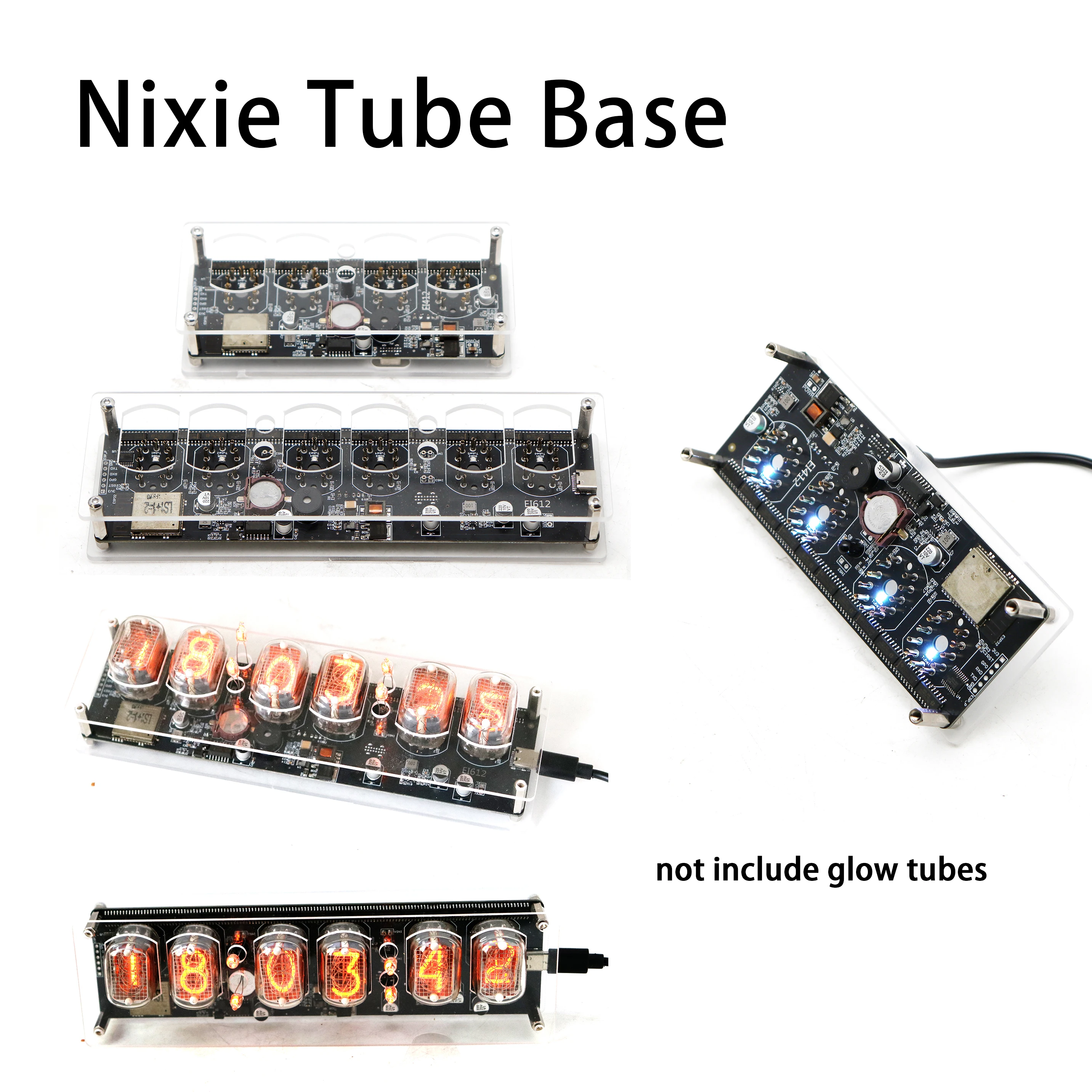 Фото Часы Nixie IN12 (4/6-битные) с трубками IN-12, Wi-Fi, будильником, отображением времени (12/24 часа), температуры, дистанционным управлением, питанием Type-C №4
