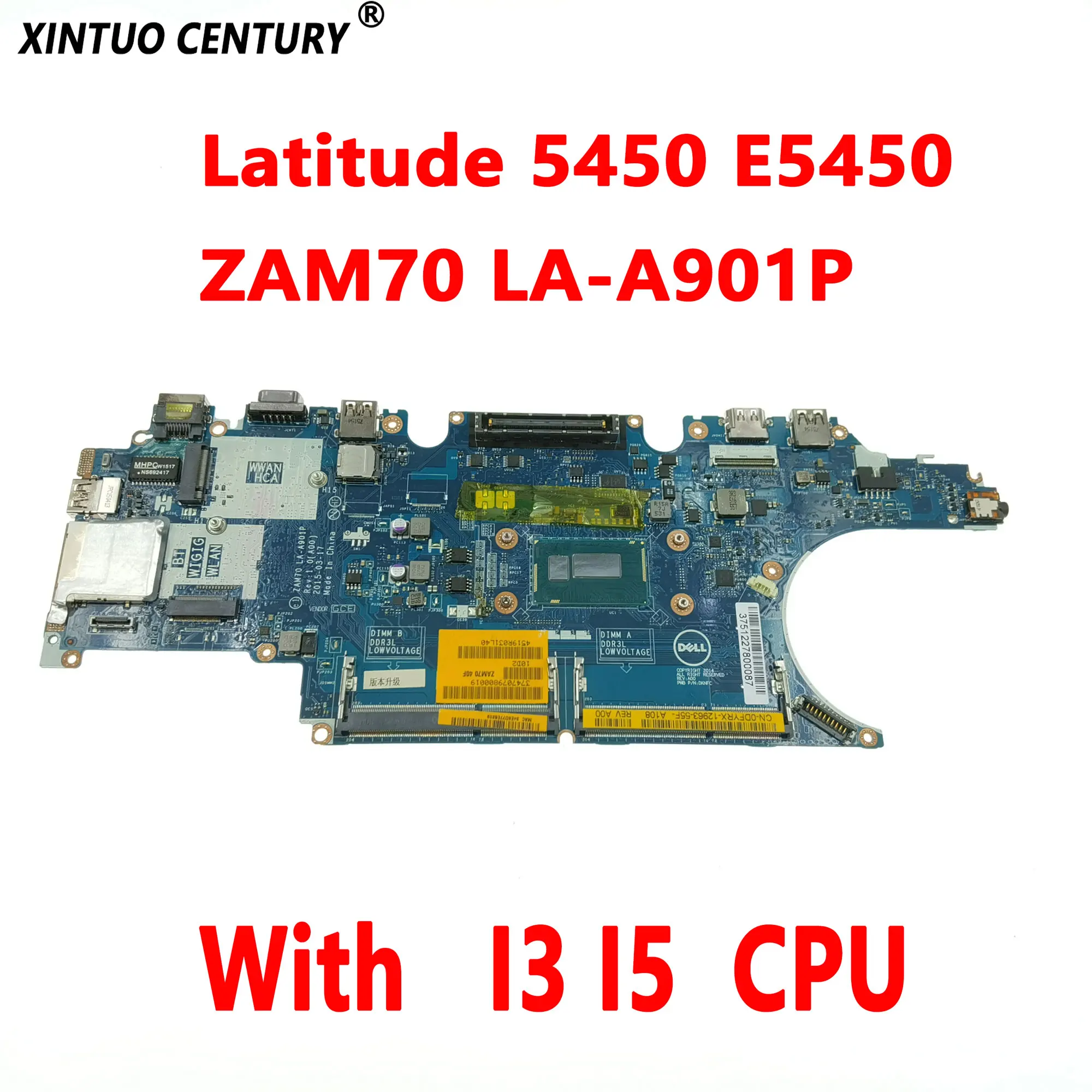 ZAM70 LA-A901P Notebook motherboard for dell latitude 5450 E5450 laptop motherboard with SR23Z I3 I5 CPU DDR3 100% test work