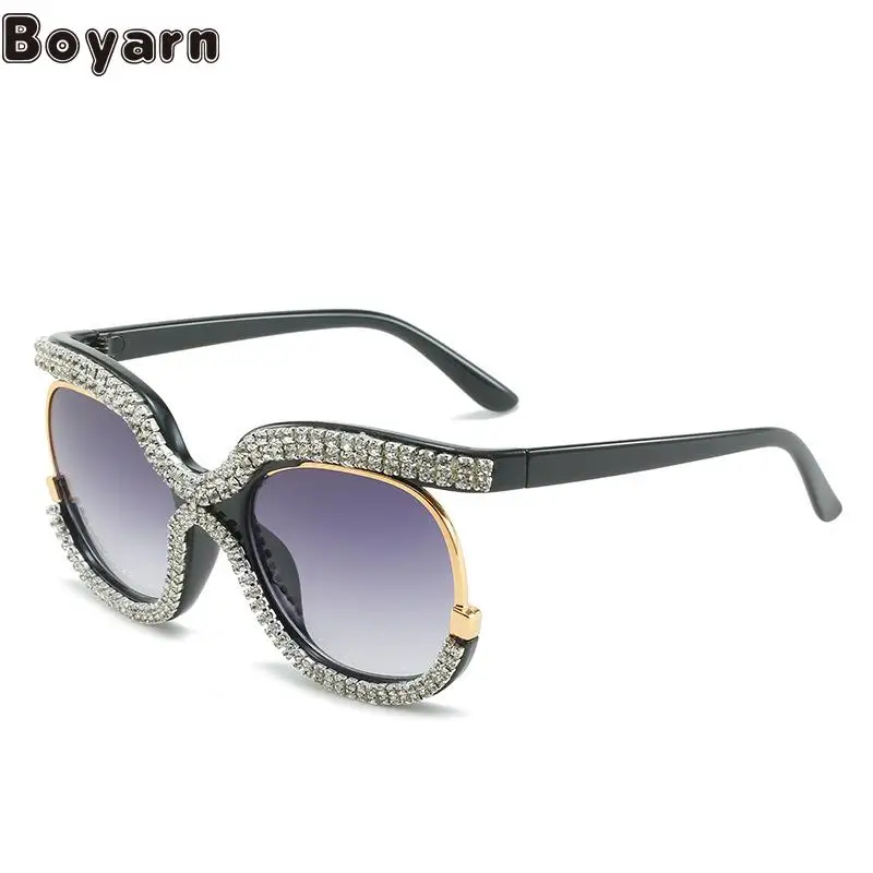 

Boyarn Cross Border New Fashion Sunglasses In Spring Steampunk Personality Diamond Inlay Trend Net Red Ins Glasses Who