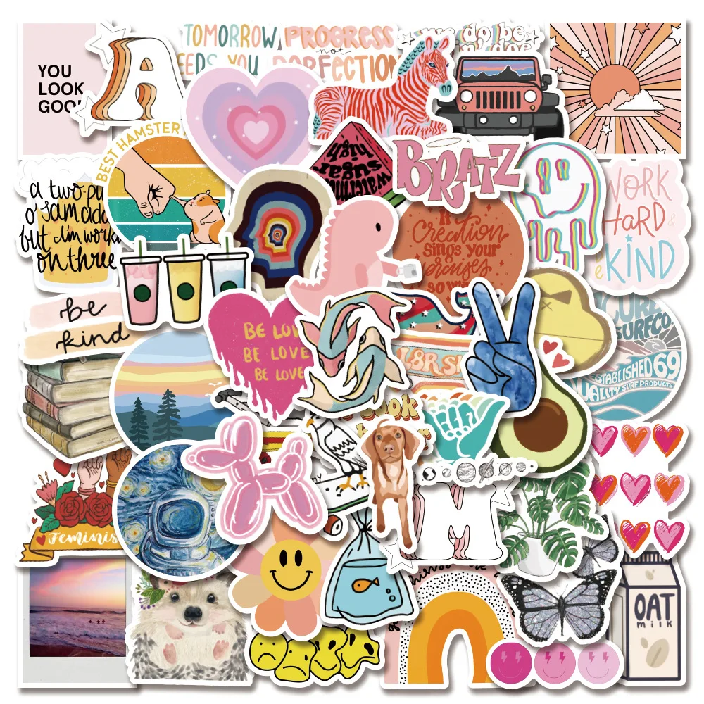 

10/30/50 Pcs INS Small Fresh Sticker Cartoon Waterproof PVC For Graffiti Divination Refrigerator Skateboard Classic Toy Kid Gift