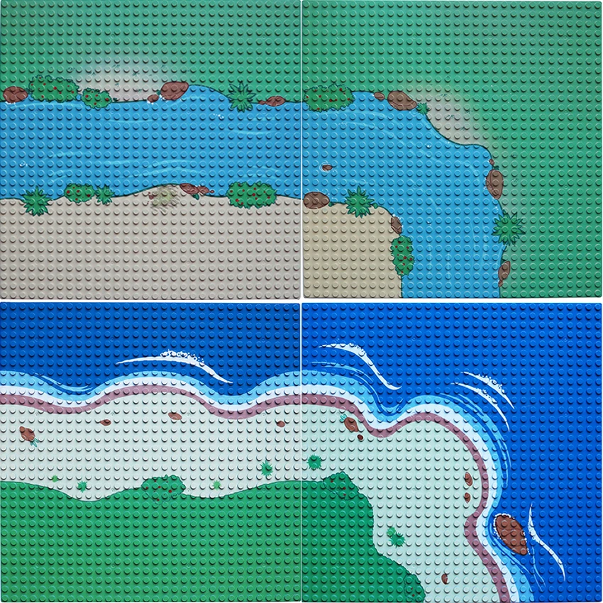 

Building Blocks City Baseplates DIY Sea Beach Islands River Grasslands Plates 32x32 Dots Small Particle Construction Bricks Toys