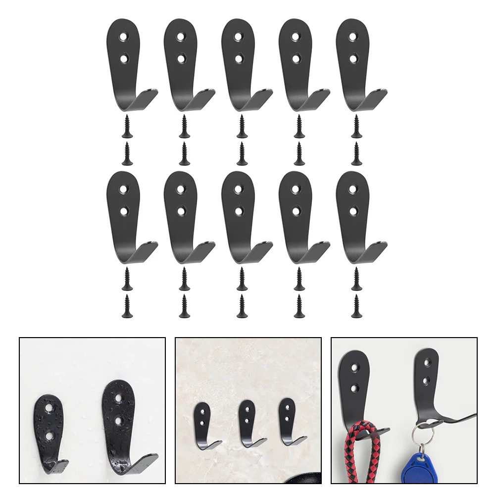 

10 Pcs Clothes Hooks Stainless Hat Hook Closet Classic Hook Wall Clothes Holder