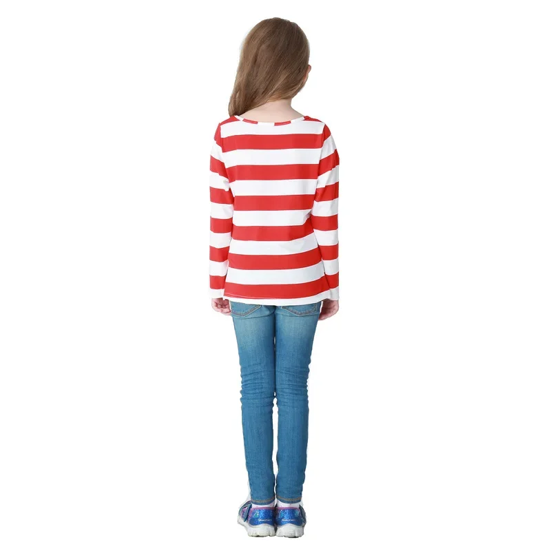 Костюм для косплея Chlid Wally Waldo, рубашка в белую и красную полоску для девочек, наряд ко Дню книги мира, нарядное платье (art.: 3920cf55ef219) - 3920cf55ef219