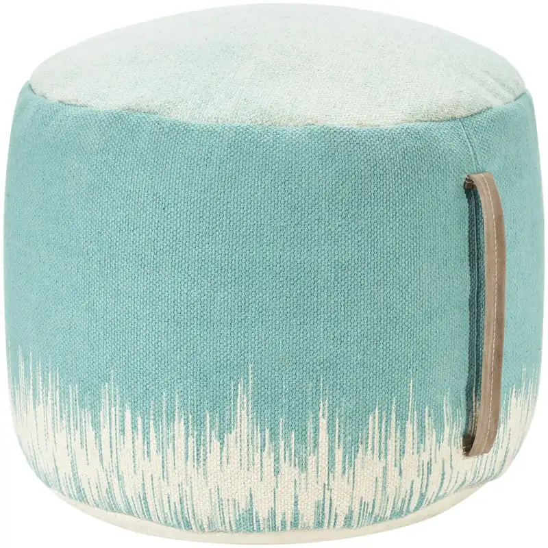 

Mina Victory Life Styles Stonewash Drum Pouf 20" x 20" x 12" Turquoise Poufs For living room Leisure Sofa Furniture Chairs