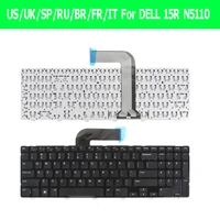 usuksprubr keyboard for dell inspiron 15r n5110 black frame black laptop replacement new keyboards