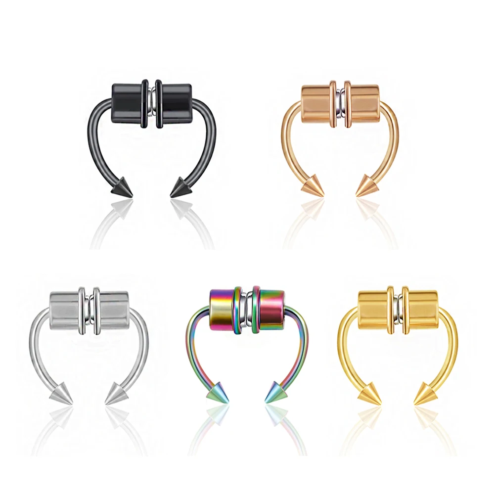 

2022 New Nose Ring Reusable Steel Fake Magnetic False Nose Ring Horseshoes Non Piercing Rings Jewelry For Party Bar Gifts