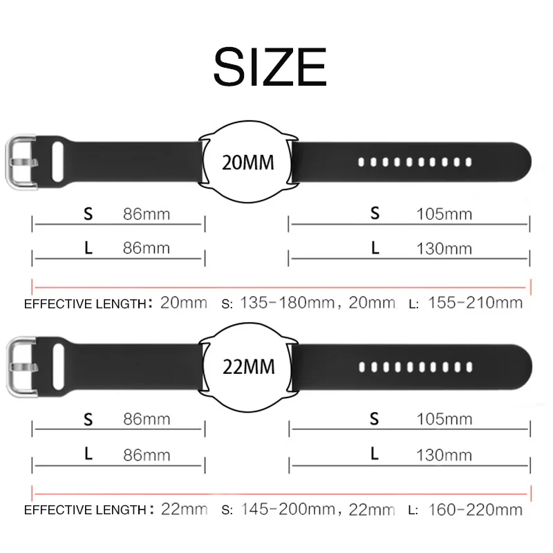 20mm 22mm Strap for Samsung Galaxy Watch 5/4 44/40mm/5 Pro Silicone sports Bracelet Watch 4 Classic 46/42mm Huawei watch gt2/pro