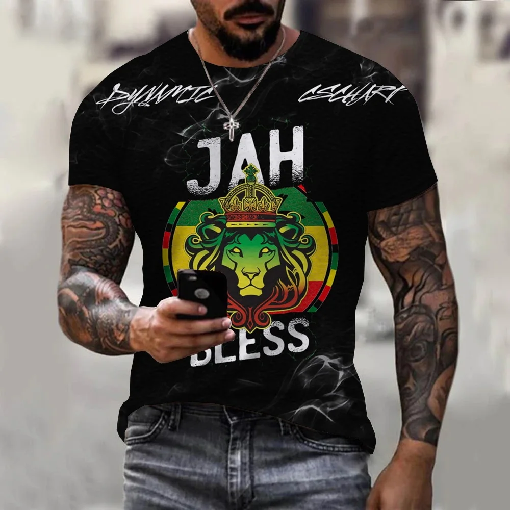 

New Personality Jah Bless Men Unisex Women Fashion Casual 3D Print T-Shirt Cool Oversized T Shirt Reggae Music Bob Marley Tshirt