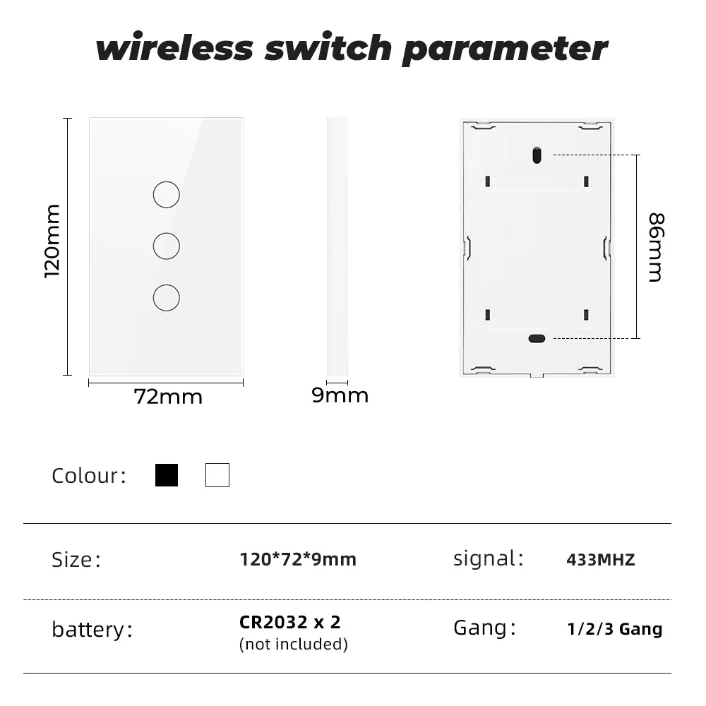 Сенсорный беспроводной смарт-выключатель Бразилия США 1 2 3 клавиши RF433Mhz