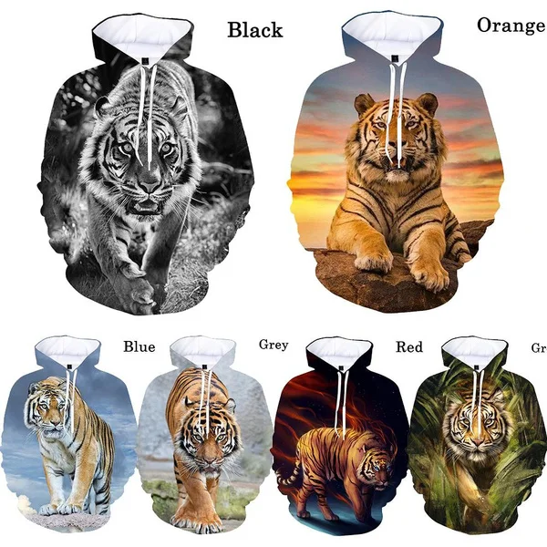 2023 Sweatshirts Pullover 3d Animal Print Tiger Print Hoodie Men&women Unisex Cool Fashion Long-sleeved Hoodies