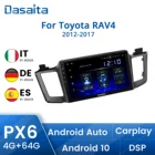 Автомобильный радиоприемник Dasaita 10,2 дюйма для Toyota RAV4 RAV 4 2012 до 2017 1 Din, стереопроигрыватель Apple Carplay, Android, автомобильный GPS-навигатор, Android 11