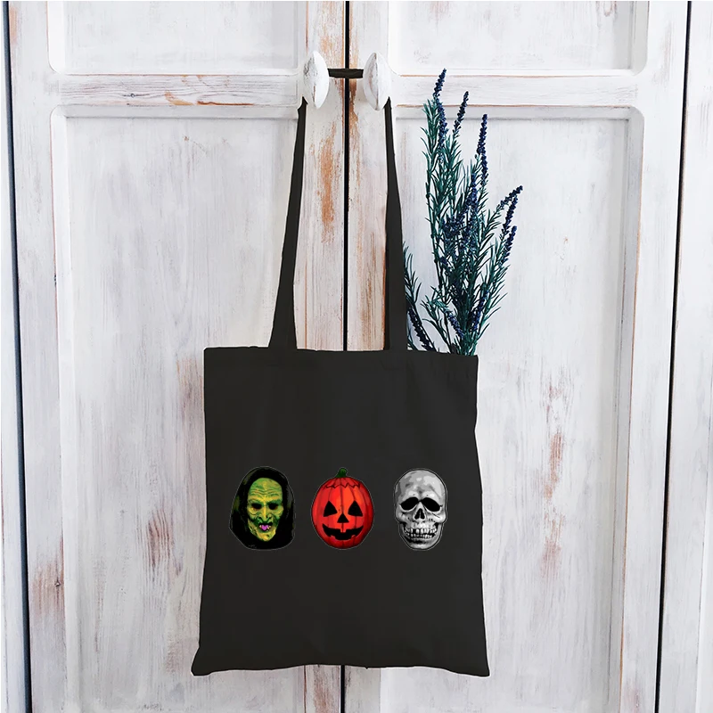 

Halloween Masks Graphic Tees Women Witch Pumpkin and Skull Tops Vintage Streetwear Women 2022 Gothic Clothing Black