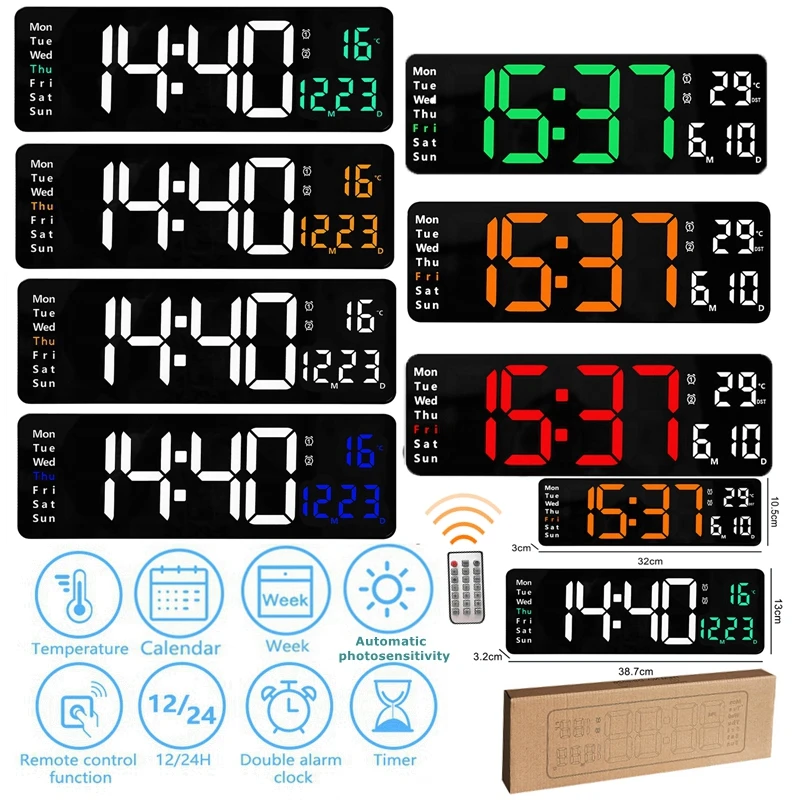 Remote Control Memory Electronic Clock Dual Alarms Table Clock 10 Level Brightness Led Digital Clock