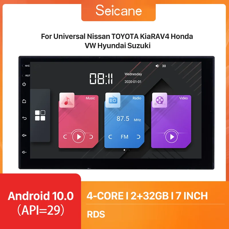 Universal 7 inch Android 12  2Din Car Radio Touchscreen GPS Multimedia Player For Tesla Style Nissan Hyundai Kia Toyota Honda