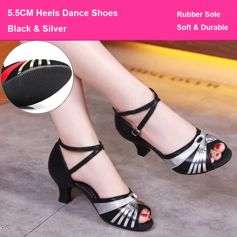 

Women's Latin Sandals Soft Rubber Sole Outdoor Dance Shoes Woman Summer Sandals Jazz Morden Latin Dance Shoes Girls Pumps Heels