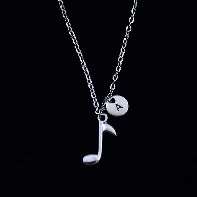 

Ожерелье с подвеской в виде музыкальной ложки, ноты, букв «сделай сам», серебряный цвет, крест, цепочка, ожерелье для музыкальных любителей
