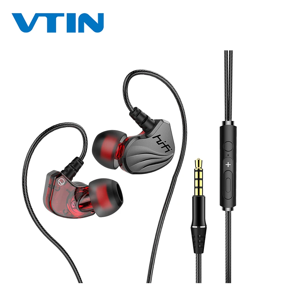 

VTIN Проводные спортивные наушники 6D объемные глубокие басы 3,5 мм HiFi музыкальные наушники с игровым микрофоном для мобильных телефонов MP3