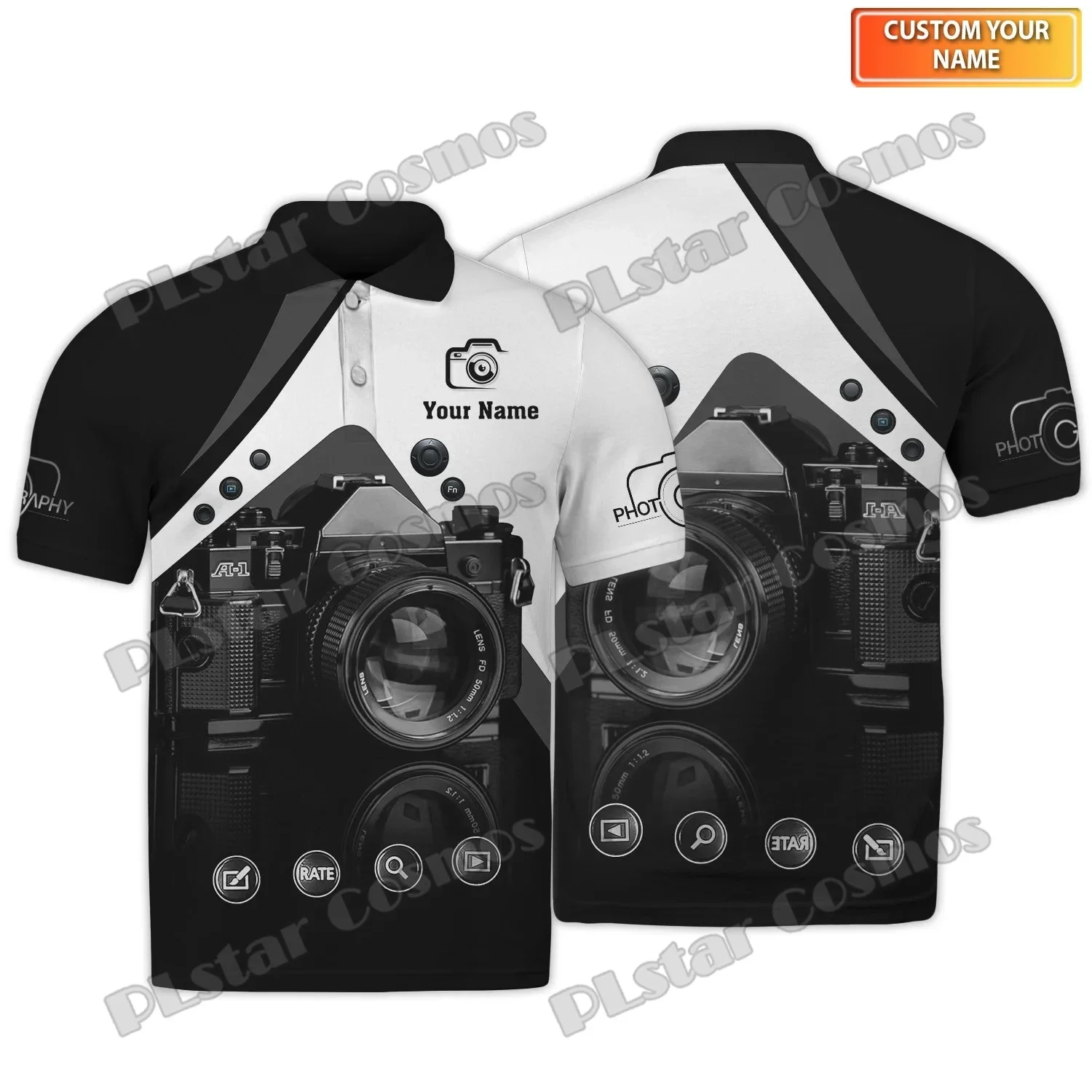 Рубашка-поло мужская с коротким рукавом и 3D-принтом