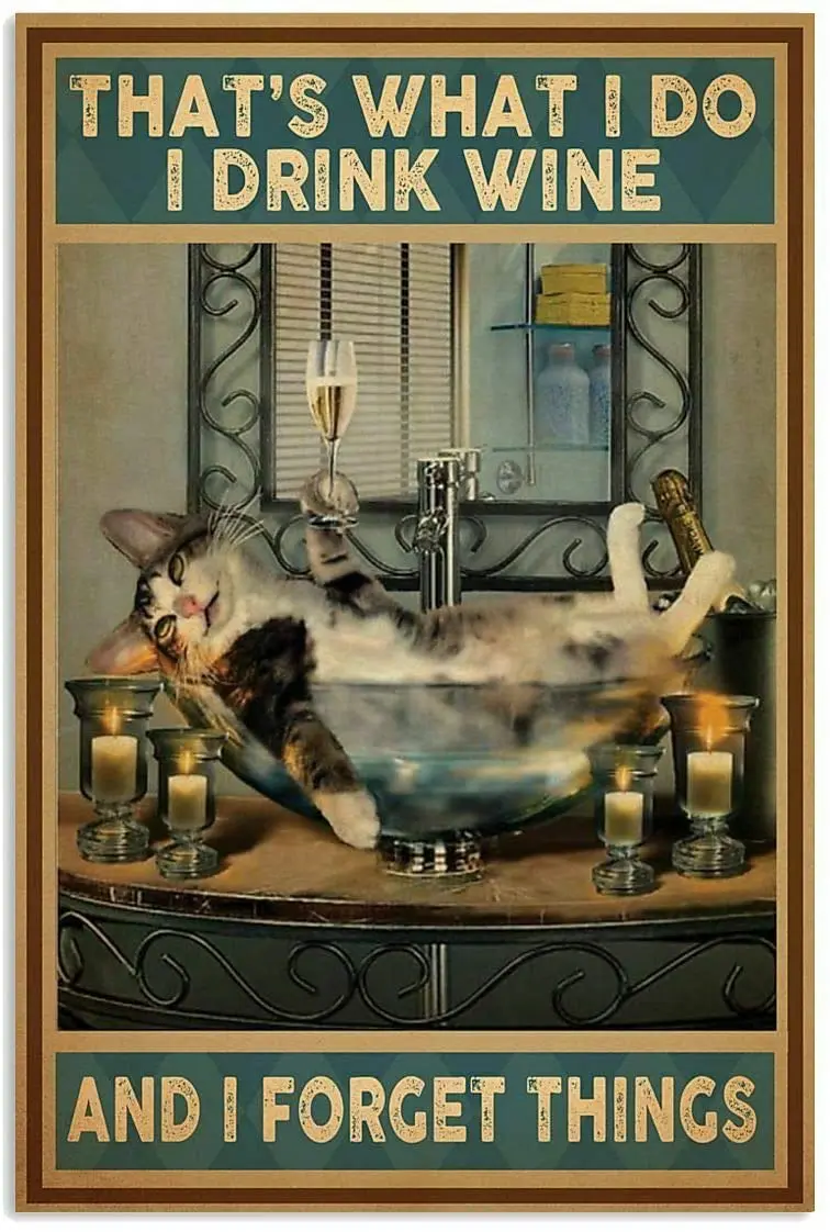 

Винтажные металлические жестяные знаки с кошкой и я забываю о вещах, железная живопись, табличка, Настенный декор, бар, паб, мужская пещера, к...