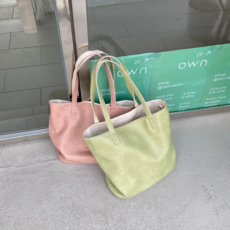 

Сумка через плечо из мягкой кожи в Корейском стиле, легкая и вместительная сумка для матери, сумка-тоут с диагональным промежутком