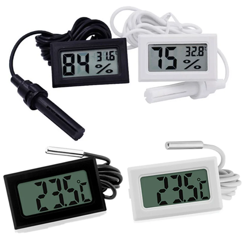 

Mini Digital LCD Temperature Sensor Tester Humidity Meter Thermometer Hygrometer Gauge Waterproof Probe for Indoor Outdoor