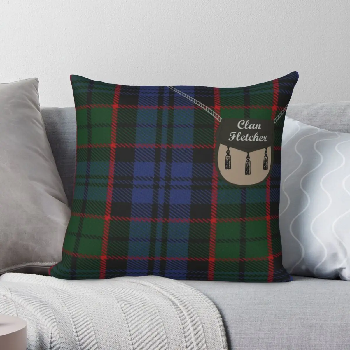 

Clan Fletcher Square Pillowcase Polyester Linen Velvet Creative Zip Decor Sofa Seater Cushion Cover 18"