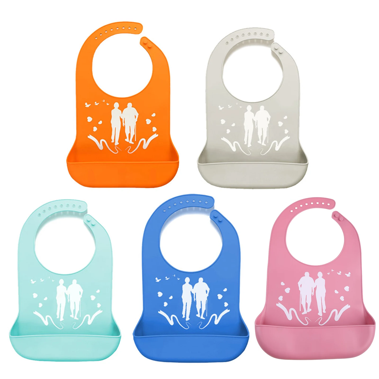 

Adults Waterproof Anti-oil Silicone Bib Elderly Aged Mealtime Cloth Protector